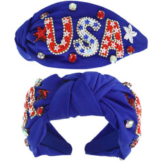 USA Beaded Headband Blue